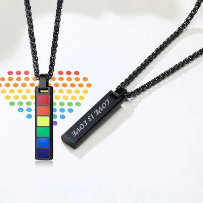 China FASHIONABLE Rainbow Gay Pride Necklace OEM ODM Culture Stainless Steel LGBT Jewelry Pendant for sale