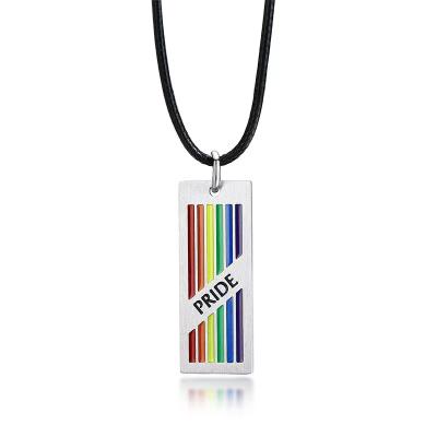 China TRENDY OEM ODM LGBT Flag Jewelry Men Style Stainless Steel Pride Rainbow Pendant Gay For Men for sale