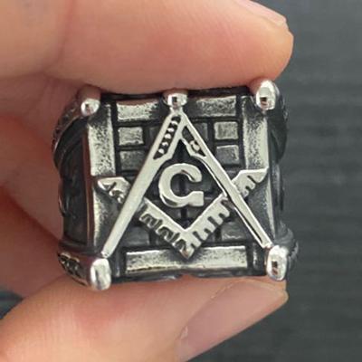 China Vintage Freemason Classic Customized Masonic Stainless Steel Gold Plated Masonic Rings For Men Women for sale