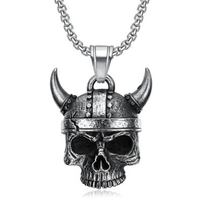 China TRENDY New Custom Design Fashion Vintage 316 Stainless Steel Biker Bells Viking Warrior Pendants Necklaces For Women Men for sale