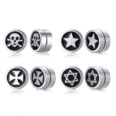 China Magnetic Hiphop Hip Hop Culture Circular Without Drilling Stainless Steel Men's Earring for sale