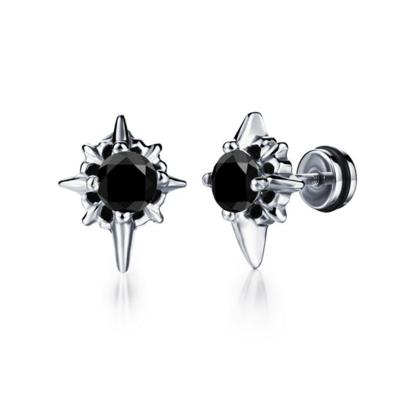 China Popular Hiphop Products Star Earring Stainless Steel Zircon Crystal Post Men for sale