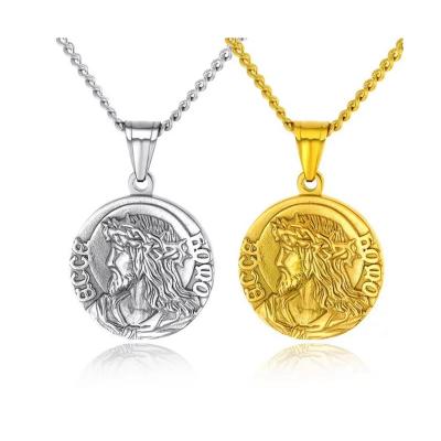 China OEM ODM Fashionable Jewelry 316 Stainless Steel Pendan Gold Plated Jesus Cross Piece Pendants Necklaces for sale