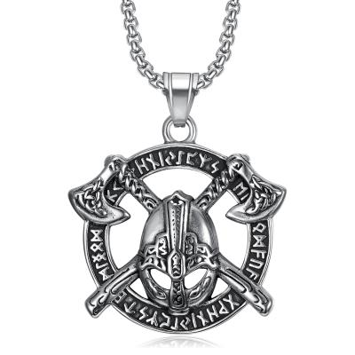 China Fashionable Cool Vintage Pendants Viking Jewelry Ax Cross Solider Chain Necklaces Men OEM ODM for sale