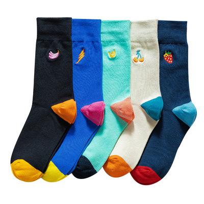 China Fashion QUICK DRY Women Fruit Socks Cotton Crew Knitting Socks Candy Color Fruit Embroidered Korean Socks for sale