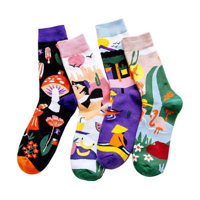 China OEM Customized Wholesale High Quality QUICK DRY Knitted Cartoon Pattern Designer Sport Sock Crew Men And Women Booties Happy Socks for sale