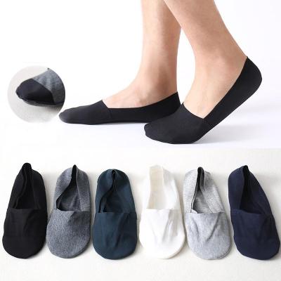 China Summer QUICK DRY Traceless Solid Color Cotton Non-slip Silicone Invisible Socks for Man for sale