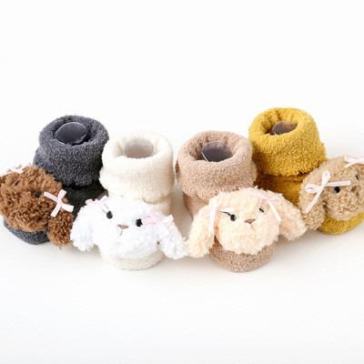 China 2021new Doggy 3d Sporty Toy Coral Wool Non-slip Grips Baby Socks Warm Kid Slipper Socks Kids Socks for sale