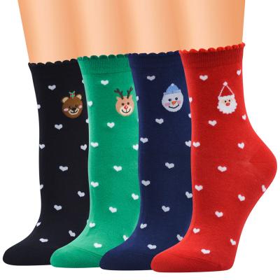 China Wholesale Custom Cotton Christmas Cute Cartoon Snowman Christmas Stockings QUICK DRY Knitted Tube Socks For Women for sale