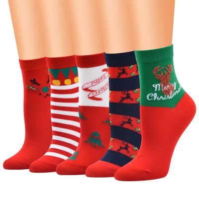 China New Design Logo OEM Christmas Cmax Crew Custom Made QUICK DRY Cotton Cute Cartoon Christmas Socks For Women for sale