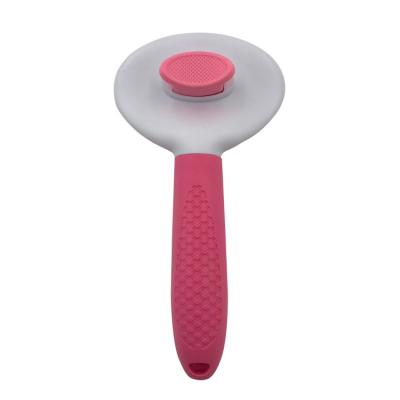 China Stocked Economic Custom Design One-Button Pet Hair Removal Massaging Comb Self-Cleaning Pet Brush for sale