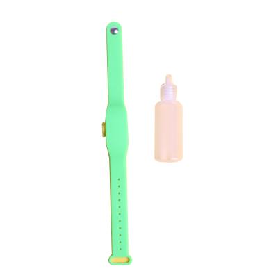 China Reusable Silicone Slap Hand Sanitizer Dispenser Wristband With 20ml PET Bottle for sale