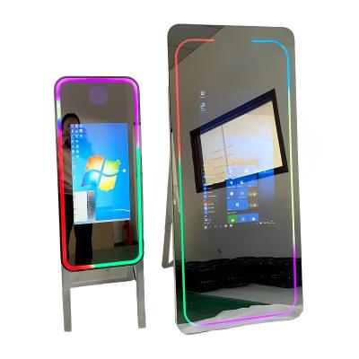 China Event Mirror Photo Booth With Printer Case Transport 65 Inch Digital Photo Booth With Camera Portable Mirror Photo Booth for sale