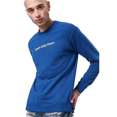 China Wholesale Custom Mens Blue Round Long Sleeve Cotton Plain Breathable 100% OEM Breathable Sweatshirt for sale