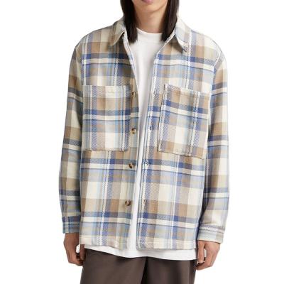 China Hot Selling Large Pocket Custom Breathable Plaid Anti-Wrinkle Anti-Wrinkle Loose Casual Button Up Full Sleeve Men Shirt Coat for sale