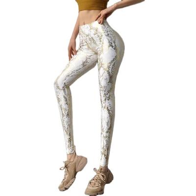 China Ins Style Jacquard Fabric Antibacterial Antibacterial Yoga Leggings High Waist Women's Yoga Pants Tummy Control for sale