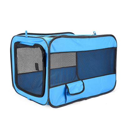 China Wholesale Foldable Oxford Pet Carrier Portable High Quality Cage Breathable Custom Small Blue Pet Carrier Cage for sale