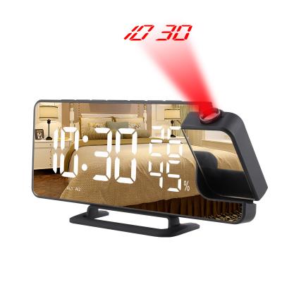 China Class 2022 new projection radio alarm clock creative large screen LED display temperature and humidity electronic clock factory direct for sale