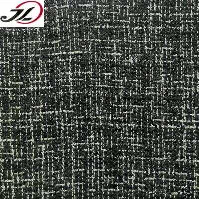 China New fashion breathable yarn dyed fancy white and black tweed fabric with shiny yarn for coat for sale