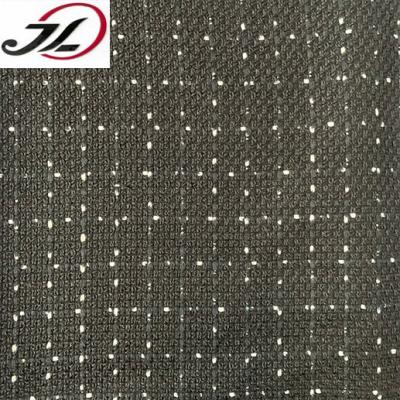 China 2021 Sustainable Black Tweed Fabric With White Stitch 100% Polyester Tweed Fabric For Clothing for sale