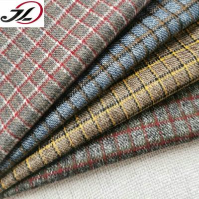 China RTS viable in new fashion poly woolen plaid tweed stock blend woven woolen fabric for coat for sale