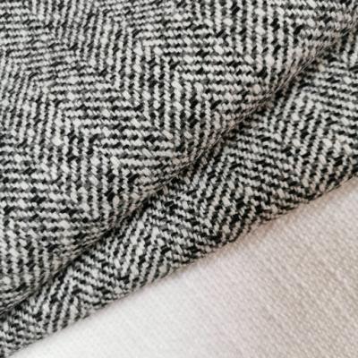 China Fashion Exquisite Polyester Viable Woven Herringbone Woven Tweed Woolen Fabric for sale