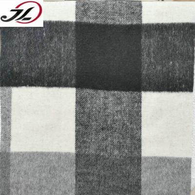 China China manufacturer breathable double face black white yarn dyed checked wool poly wool blend fabric for coat for sale