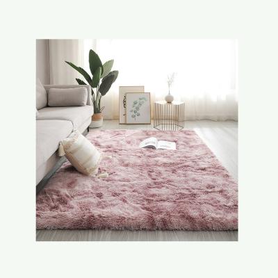 China New Arrival Plush Area Rug Nordic Fluffy Soft Bedroom Carpet Washable Multicolor Tie-dye Carpet for sale