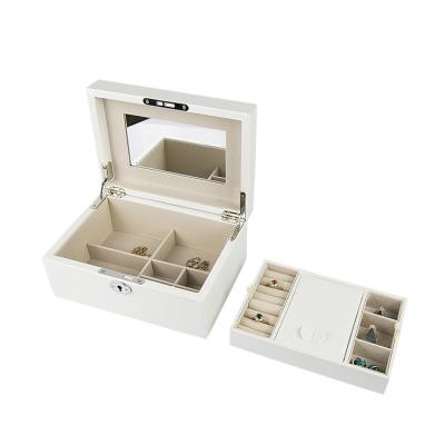 China Modern Portable Jewelry Storage Boxes OEM Customized LOGO Wood Travel Jewelry Case Custom Made Cute With Lock for sale