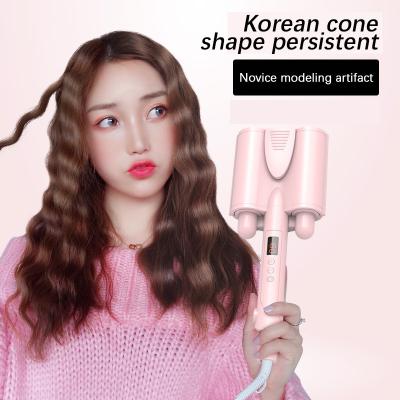 China Crystal Ceramic Professional Automatic 3 Barrell Ceramic Hot Tools Iron Set Liquid Hair Curler for sale