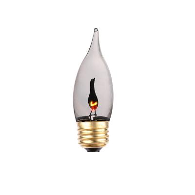 China Best Quality Cheap Eco-friendly Bent Tip C32 Candelabra Bulbs Christmas Flickering Flame Bulbs Pull Tail Tip Filament Bulb for sale