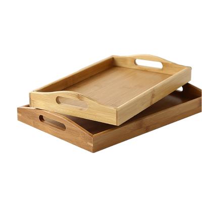 China Modern Household Customized Modern Bamboo And Wood Tray Breakfast Snack Tray Rectangular Bamboo Tea Cup Tray for sale