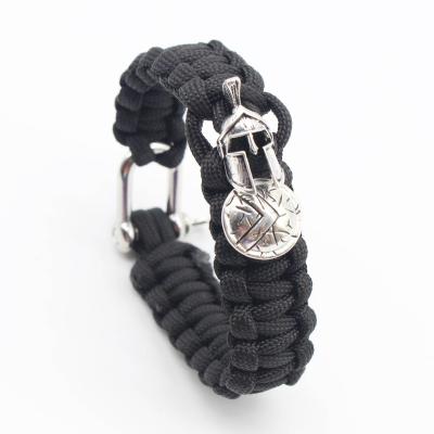 China Factory Direct Selling Logo Rescue Customizable Casual/Sport Paracord Rope Adjustable Shackle Bracelet for sale