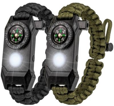 China Multifunctional Paracord Survival Paracord Bracelet LED SOS Compass Bracelet for sale