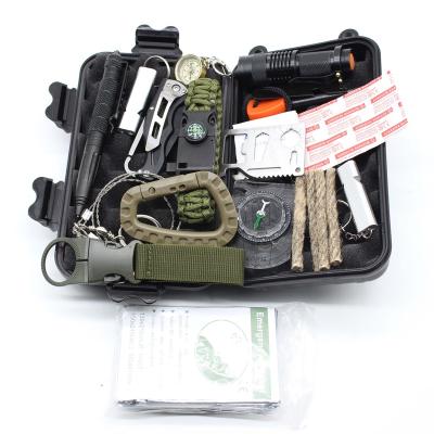 China Survival Outdoors 21 in 1 Professional Outdoor Survival Gear Emergency Survival Kit Travel Camping Military Upgrade for sale