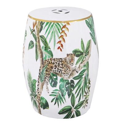 China Traditional Ceramic Pattern Decal Leopard Garden Color Drum Stool Customized Lounge Chair for sale