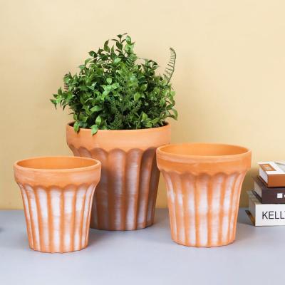 China Modern Terracotta Clay Flower Garden Patio Plant Pots for sale