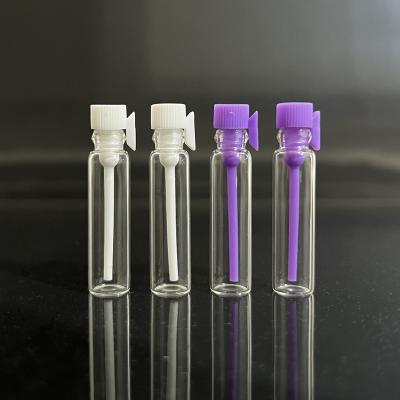 China Refillable Stock 1ml glass vial clear glass tester bottle mini perfume sample vial for sale