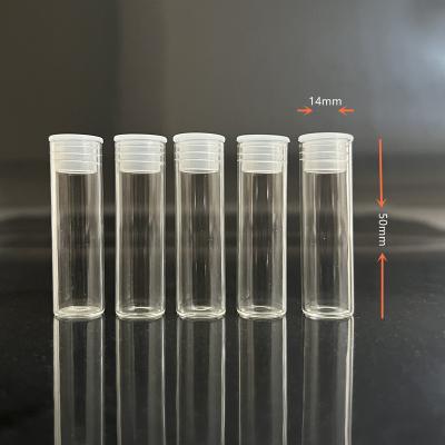 China Refillable Small transparent straight mouth  3g 5g glass tube bottles with stopper for sale