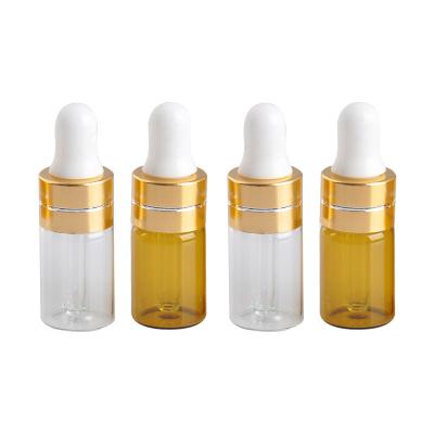 China Cosmetic serum Mini sample vials 3ml cosmetics serum essential oil glass dropper bottle for sale