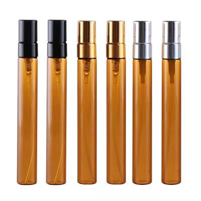 China Perfume Diameter 14mm refillable perfume atomizer tubular 10ml brown screw neck glass bottle for sale