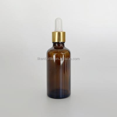 China Non Spill Custom 50ml amber glass dropper bottles for cosmetic packaging for sale