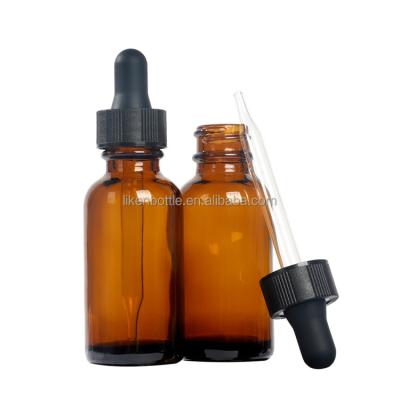 China Liquid medicine; Serum Wholesale 1oz 30ml amber boston round glass dropper bottle for sale