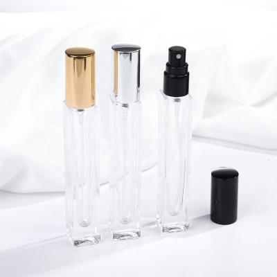 China Thick Base Square shape 10ml slim tall thick bottom perfume glass bottle with sprayer for sale