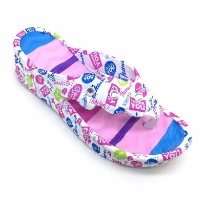 China Customized Popular Fashion Water Eva Printing Colorful Slipper Women's Beach Slippers With Colorful Water Printing Eva For Slipper for sale