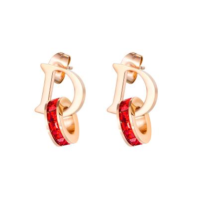 China FASHIONABLE Exclusive Letter Ruby Earrings Daughter Jewelry For Delicate Custom Mother's Day for sale