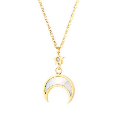 China High Quality Trendy Trendy Rose Gold Pendant Crystal Phases Sailor's Moon Necklace Stainless Steel for sale