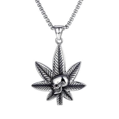 China Wholesale Trendy Skull Mens Necklace Manufacturer Hip Hop Maple Leaf Chain Jewelry for sale