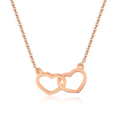 China Trendy Trendy Rose Gold Necklace Women Heart Circle Pendant Linkage Personalize With Free Shipping for sale