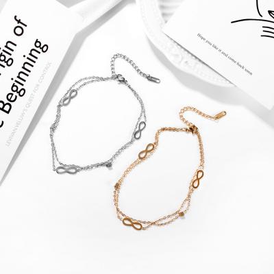 China Hot Selling Vintage Vintage Glasses Pattern Rose Gold Stainless Steel Jewelry Wholesale Adjustable Anklets for sale